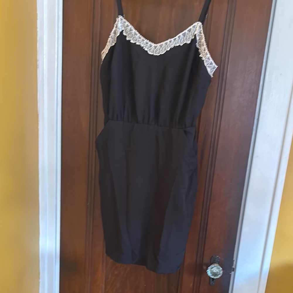 Black Dress with Lace Trim